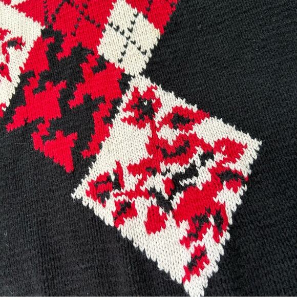 Izod Vintage Plaid Argyle Holiday Christmas Sweater Medium - Picture 10 of 12